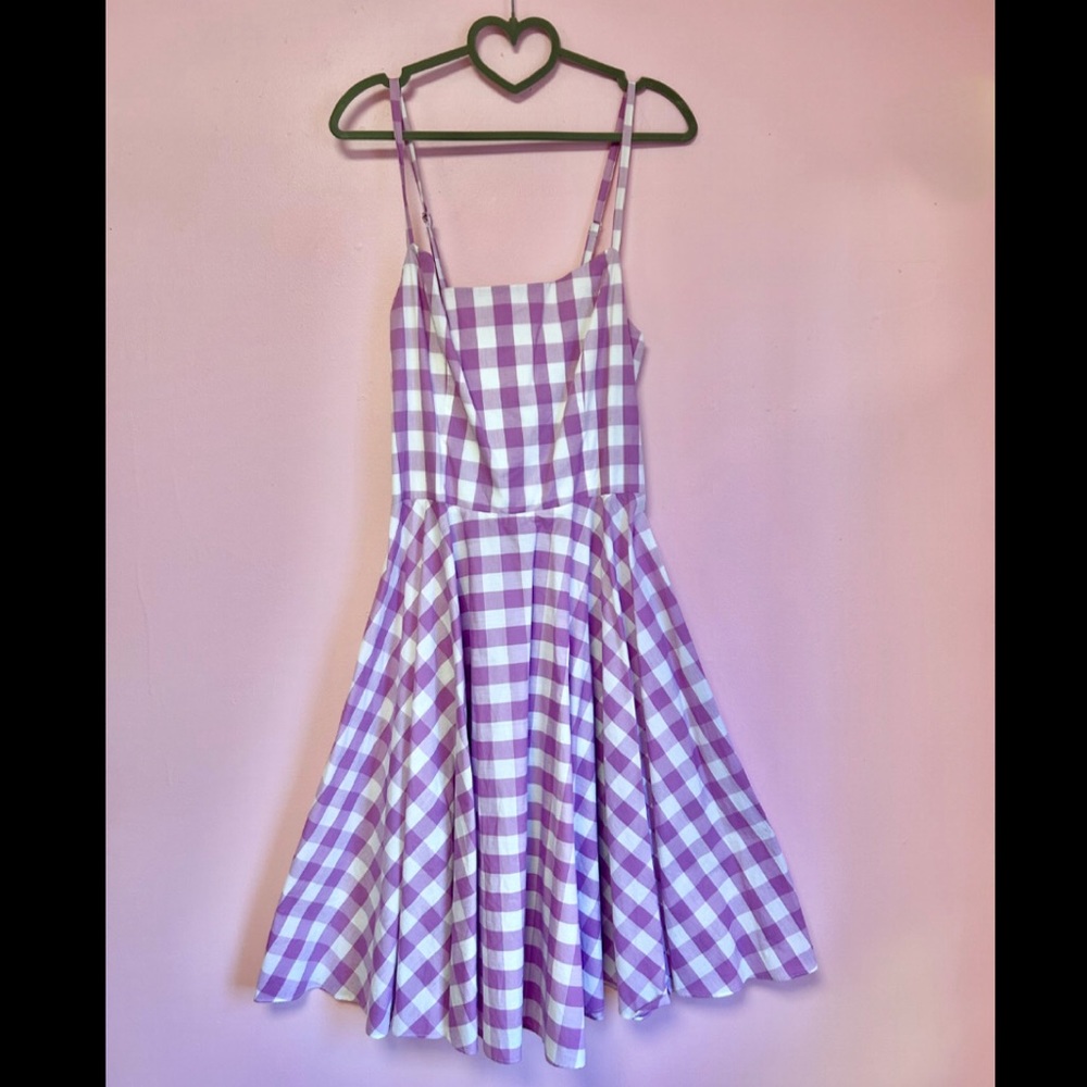 Purple gingham retro swing dress
